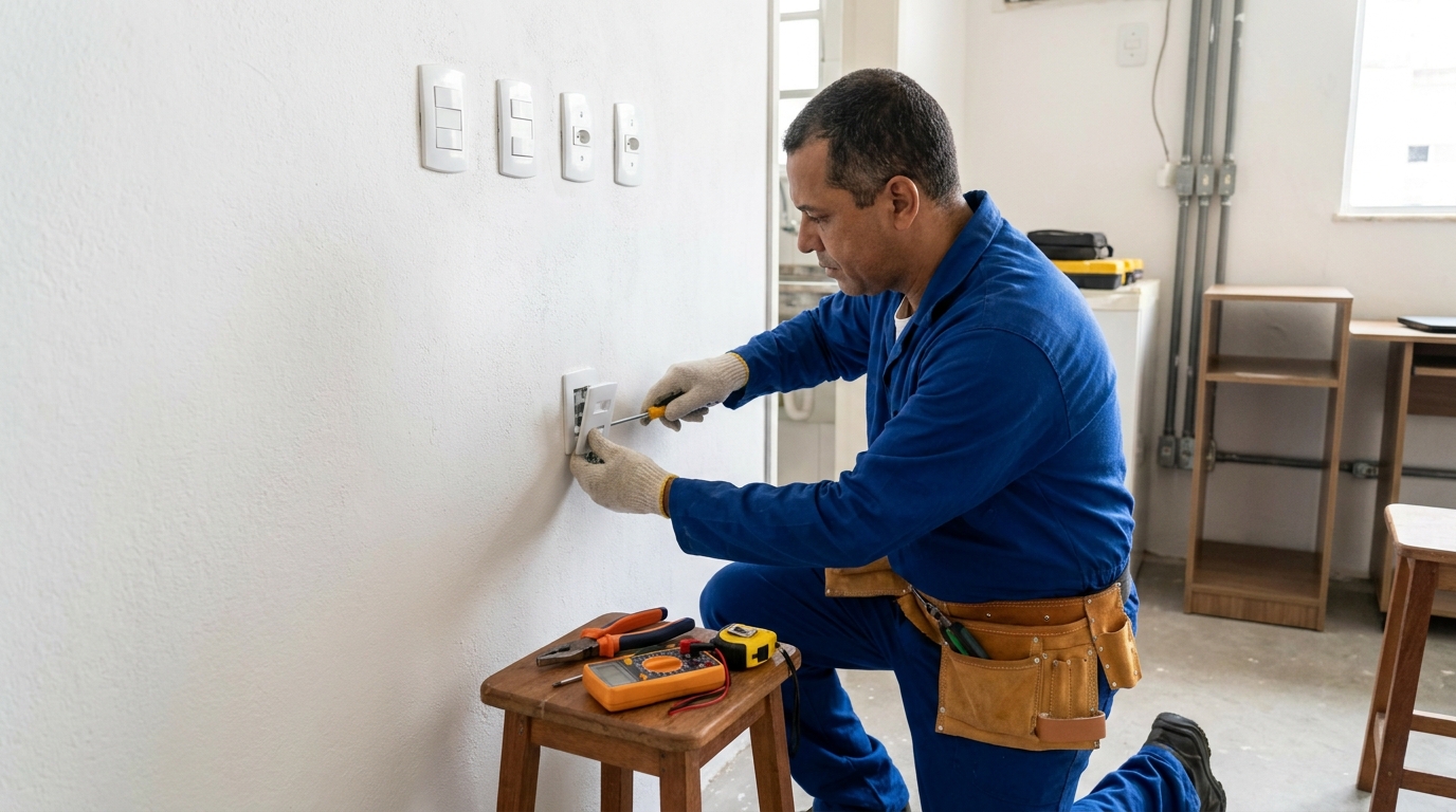 Instalação de tomada e interruptor em Ipatinga‑MG